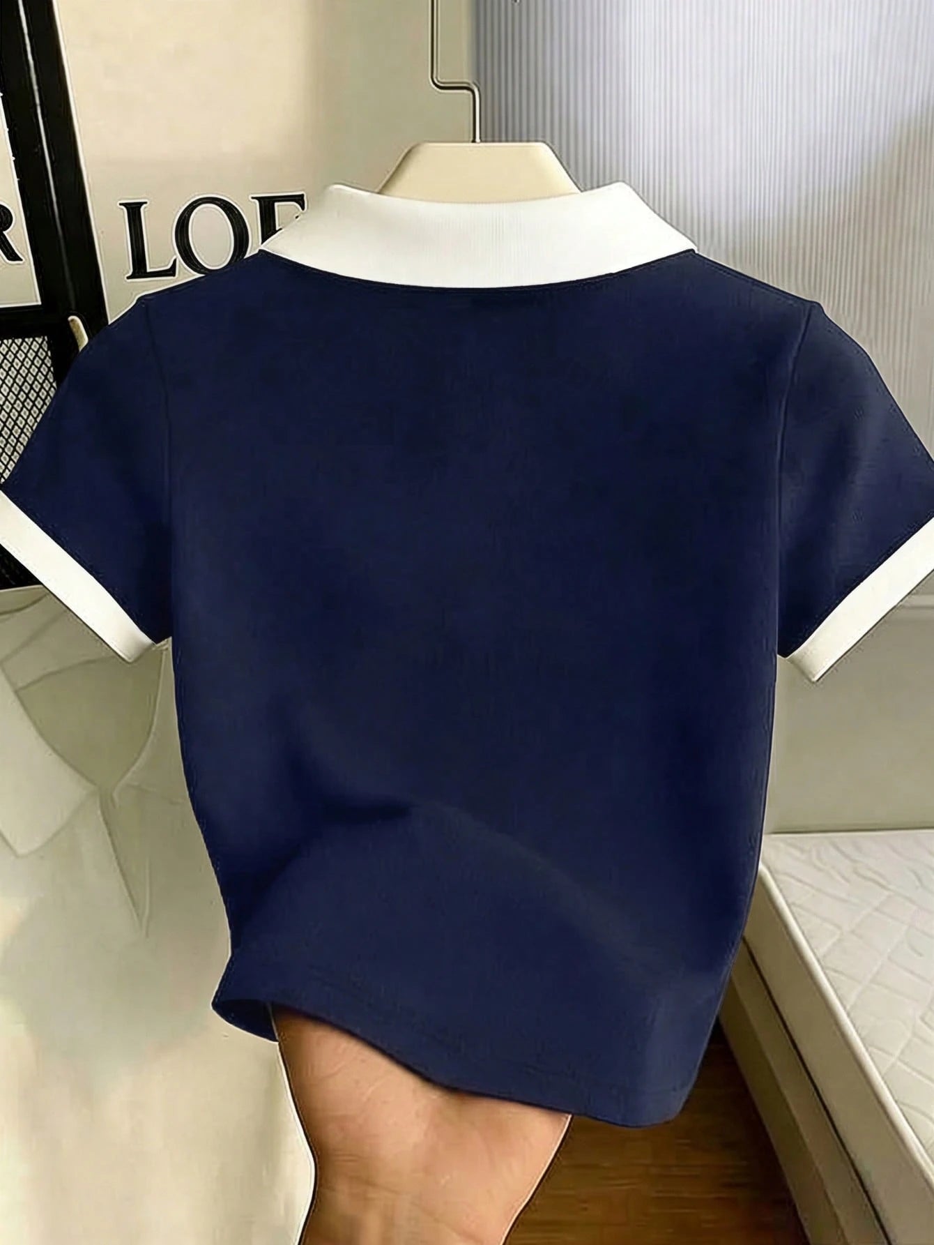 IslaSuriya Women's Solid Color Polo Collar Fitted Short Sleeve T-Shirt
