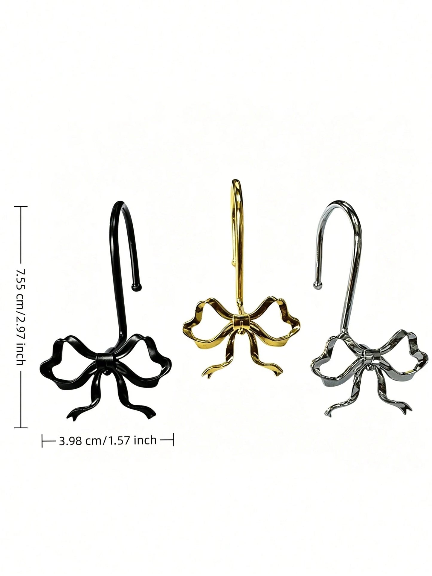 Joivida 12 Bow Shower Curtain Hooks, Rust Proof Zinc Alloy Curtain Rings, Decorative Bow Shaped Design Curtain Hooks, Rust Proof, Used For S-Shaped Hooks In Bathrooms, Bedrooms, Living Rooms, Home Dec