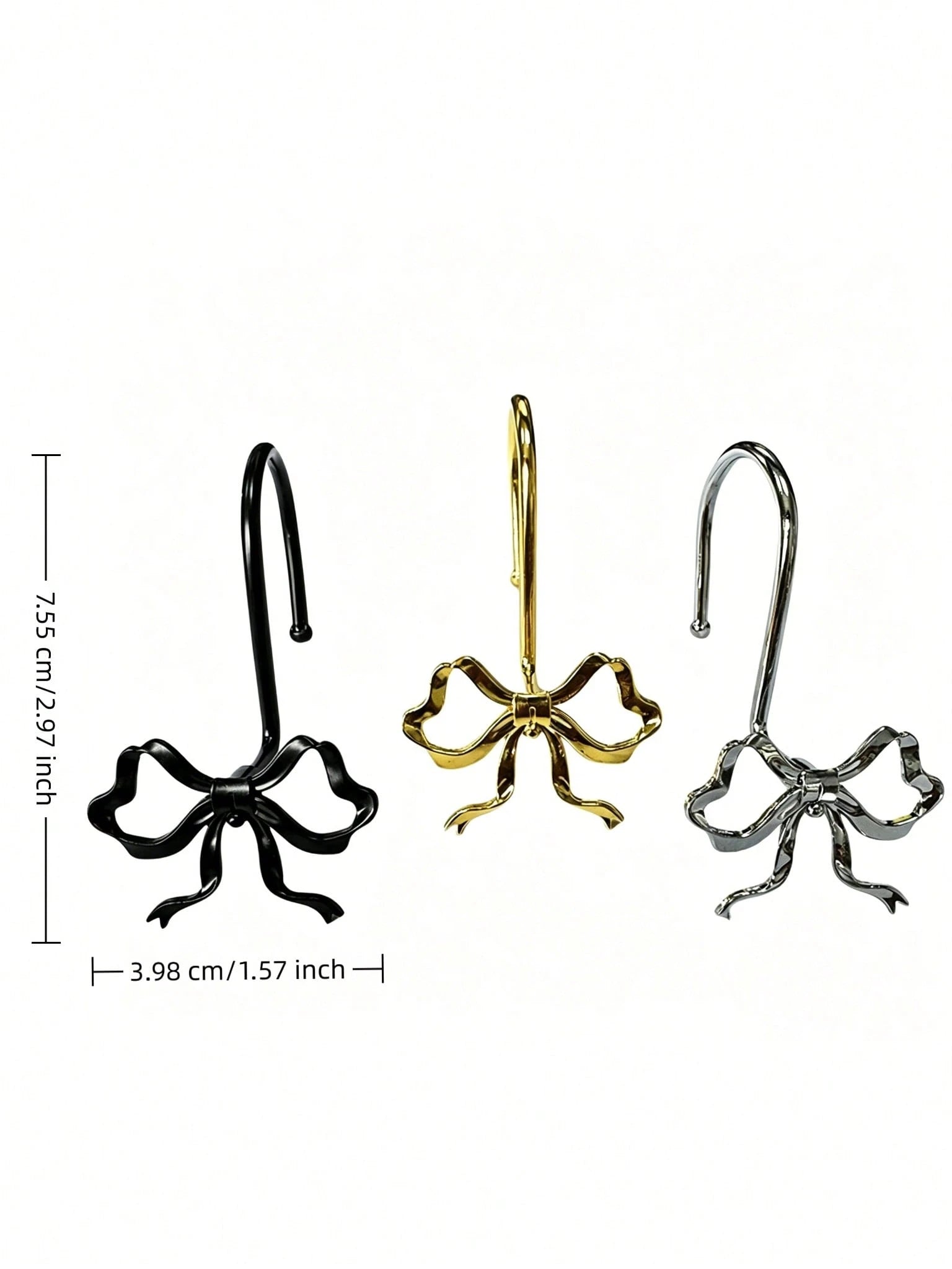 Joivida 12 Bow Shower Curtain Hooks, Rust Proof Zinc Alloy Curtain Rings, Decorative Bow Shaped Design Curtain Hooks, Rust Proof, Used For S-Shaped Hooks In Bathrooms, Bedrooms, Living Rooms, Home Dec