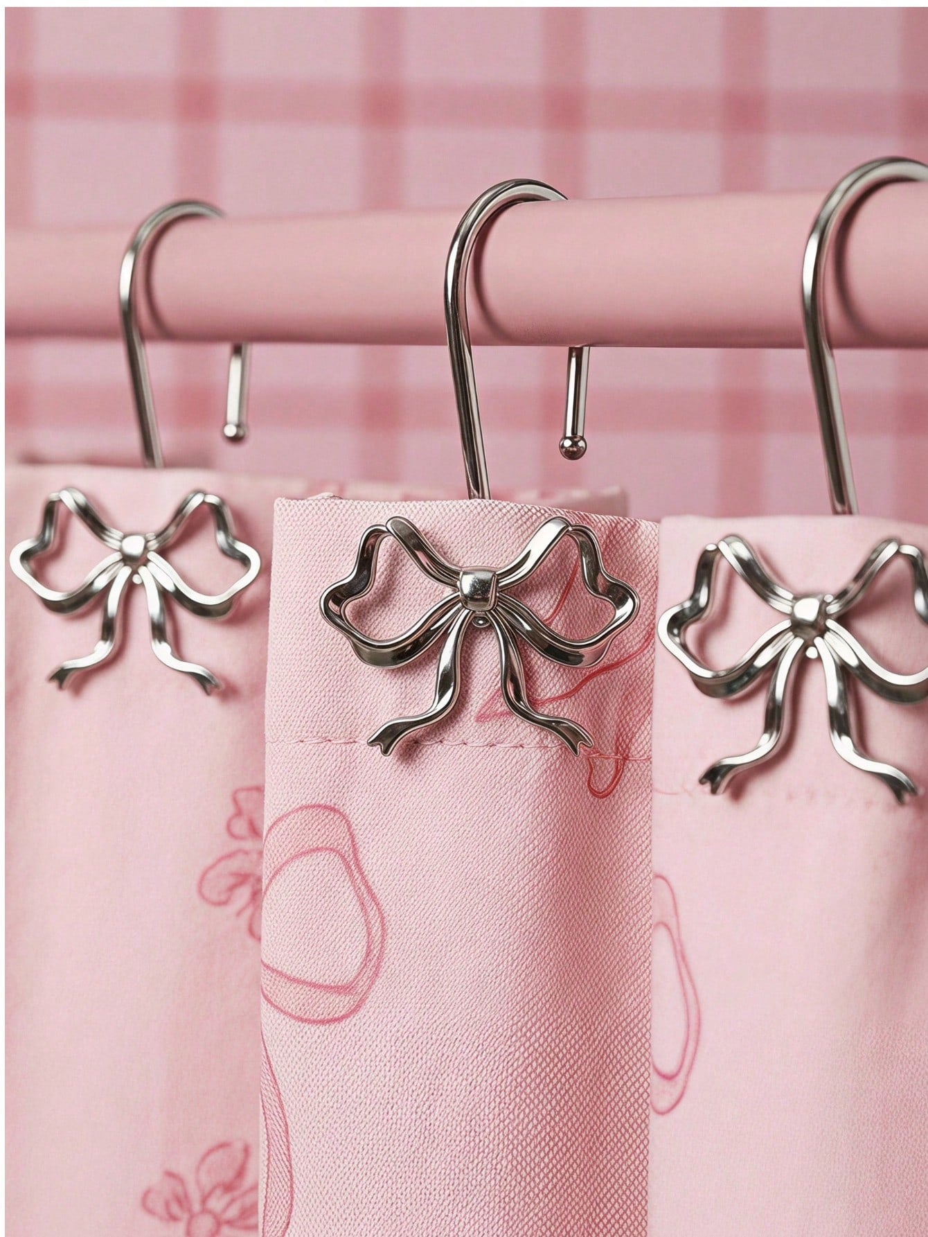 Joivida 12 Bow Shower Curtain Hooks, Rust Proof Zinc Alloy Curtain Rings, Decorative Bow Shaped Design Curtain Hooks, Rust Proof, Used For S-Shaped Hooks In Bathrooms, Bedrooms, Living Rooms, Home Dec