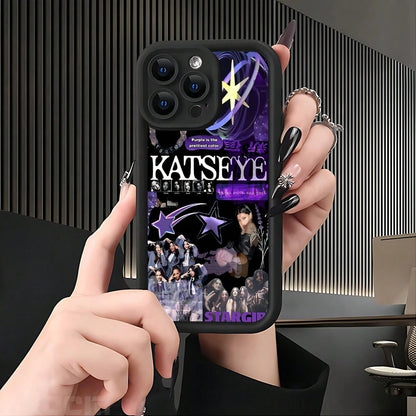 K-KATSEYE Purple Collage Phone Case For IPhone 17 16e 16 15 14 13 12 11 Mini Pro Max Air X XR XSMAX 8 7 Plus Shockproof Soft TPU Back Cover, Daily Use Case, Shockproof Protective Cover, Artistic Phone
