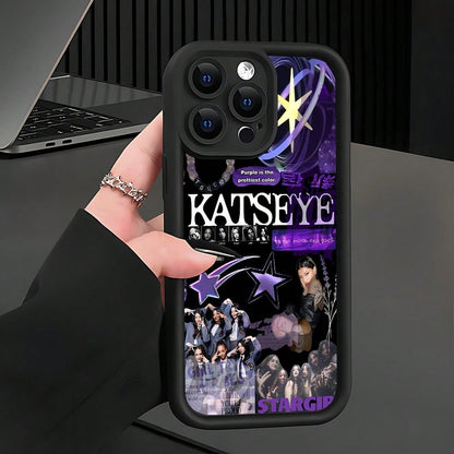 K-KATSEYE Purple Collage Phone Case For IPhone 17 16e 16 15 14 13 12 11 Mini Pro Max Air X XR XSMAX 8 7 Plus Shockproof Soft TPU Back Cover, Daily Use Case, Shockproof Protective Cover, Artistic Phone