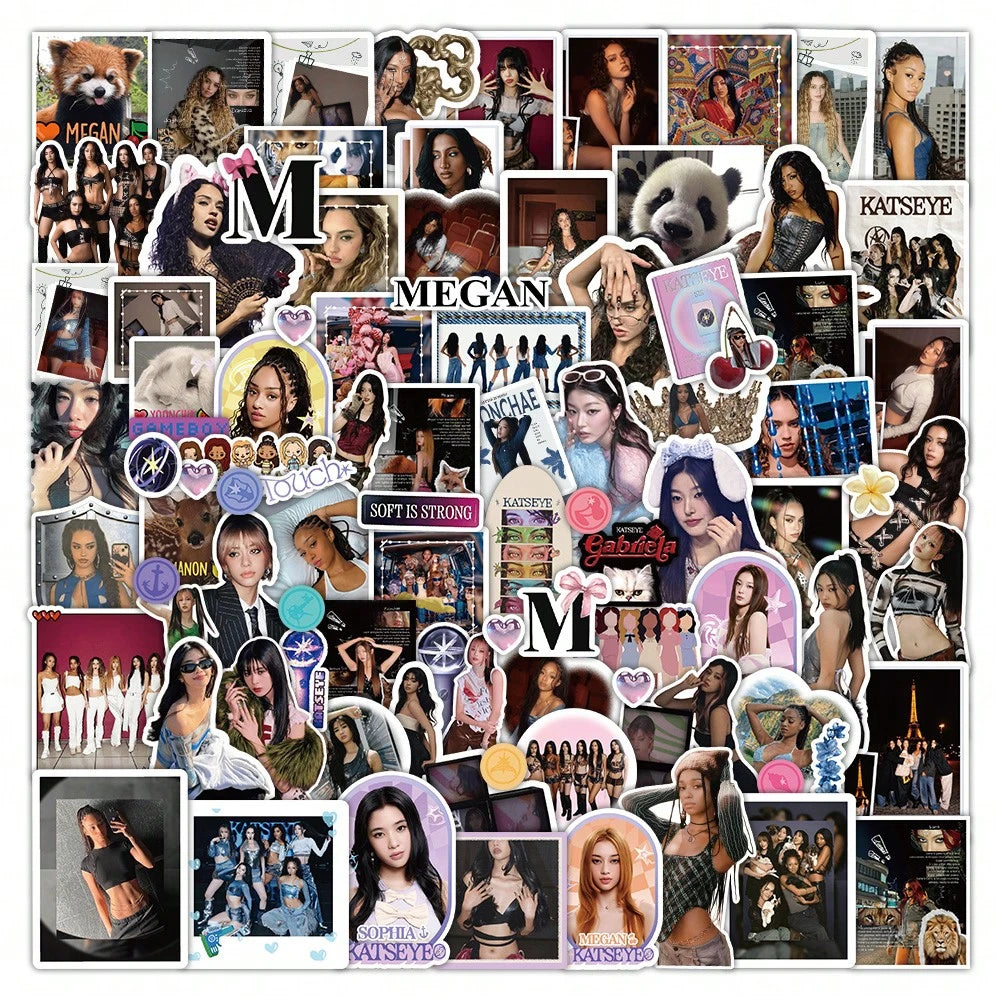Katseye Stickers Set- Sophia, Lara, Chanelle, Daniela, Yoonchae, Manon, New Album & Songs, Fans Merch Goods, DIY Personalized Idol Merch Gift For Friends Birthday, 78/100pcs Star Stickers, Sticker C