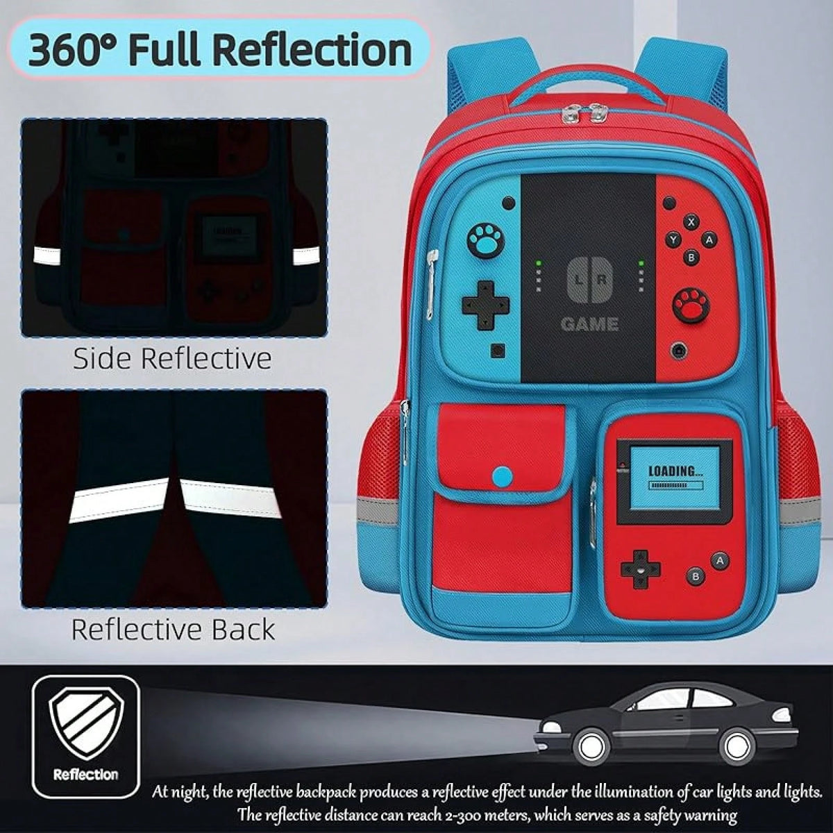 Kids Backpack For Boys- 3pcs Gamer Boys Backpack With Lunch Box Set For Elementary Middle School- Students Bag For Ages 6-18,17″ Video Game Bookbag Travel Back Pack