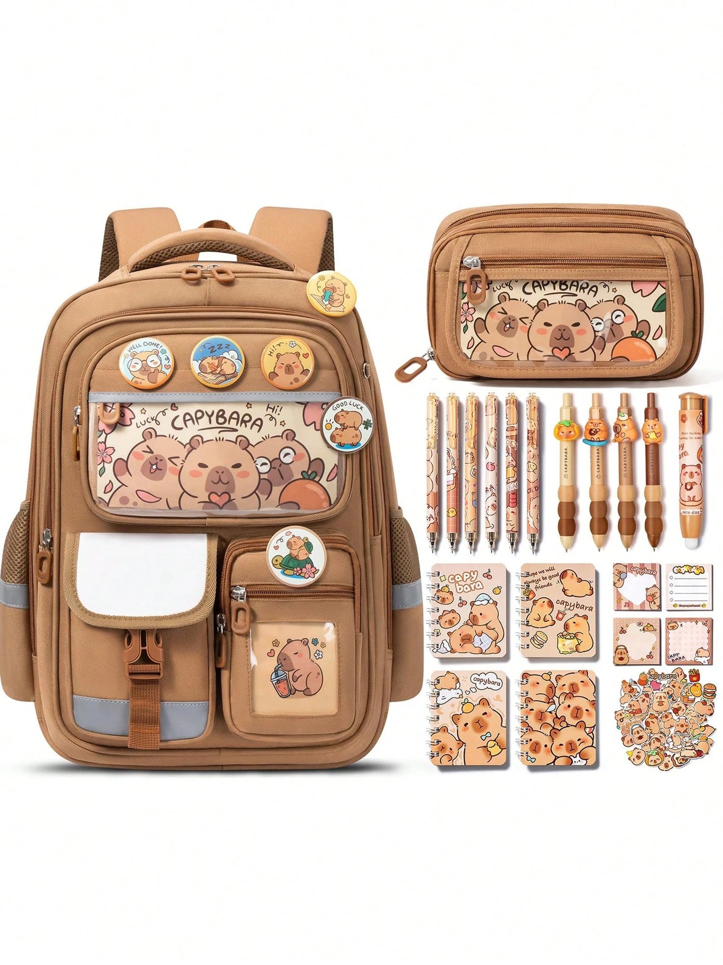 Kids Backpack For School Girls, Kawaii Capybara Backpack With Pencil Case For Kindergarten Elementary Student, Back To School Gifts
