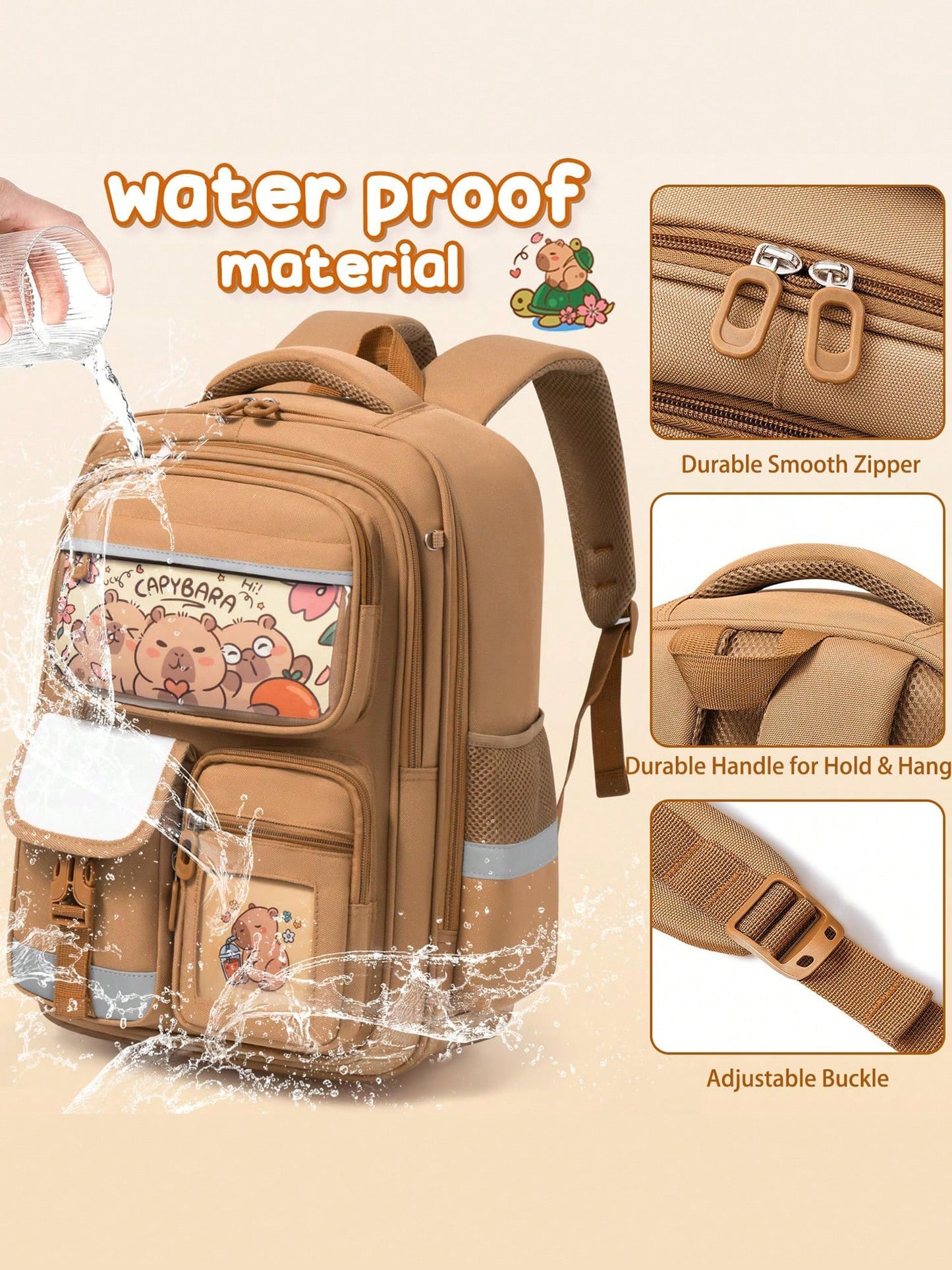 Kids Backpack For School Girls, Kawaii Capybara Backpack With Pencil Case For Kindergarten Elementary Student, Back To School Gifts