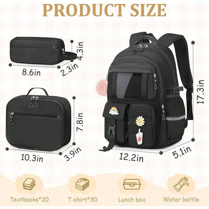 Kids Backpacks For Girls- Cute Girls Backpack For Kids Children Teens Elementary Middle School- 17″ Students Bookbag Travel Back Pack For Age 6-18