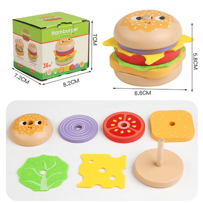 Kids Educational Pretend Play Food Set, Realistic Cartoon Hamburger, French Fries, Sandwich Playset, Kitchen Cooking Toys, Suitable For Boys And Girls Roleplay Restaurant Food Game Toys