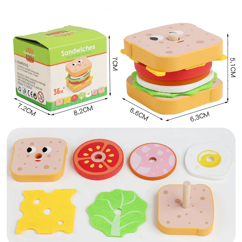 Kids Educational Pretend Play Food Set, Realistic Cartoon Hamburger, French Fries, Sandwich Playset, Kitchen Cooking Toys, Suitable For Boys And Girls Roleplay Restaurant Food Game Toys