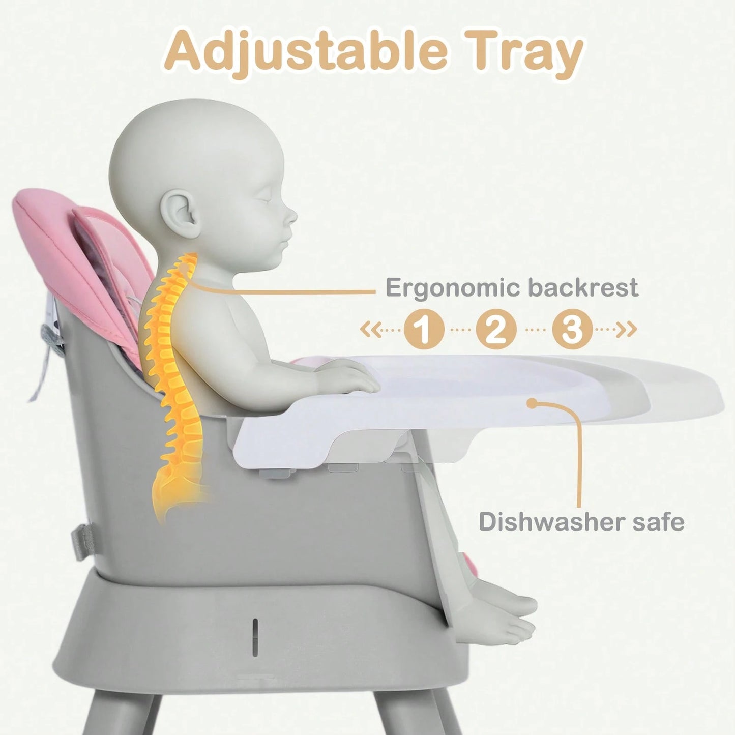 Kinder King 8 In 1 Baby High Chair, Coverts To Dining Booster Seat/Kids Table & Chair Set/Toddler Building Block Table/Mini Stool, Removable Tray & Double Seat Cover, Easy To Wipe, Christmas Gift, Pin