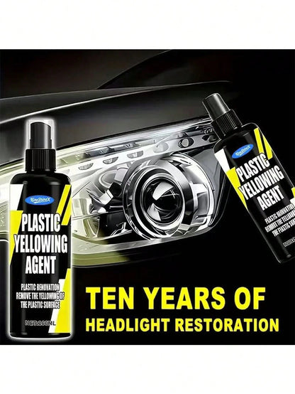 KineShineX Car Headlight Yellowing Repair Polishing Agent, Car Wash Bulb Polishing Repair Spray, Car, Motorcycle And Truck Headlight And Rearview Mirror Cleaner, Car Accessories