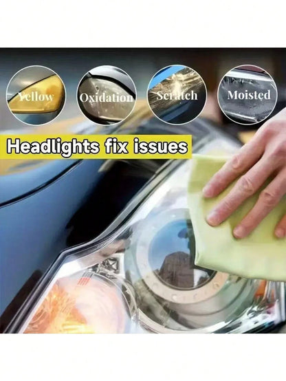 KineShineX Car Headlight Yellowing Repair Polishing Agent, Car Wash Bulb Polishing Repair Spray, Car, Motorcycle And Truck Headlight And Rearview Mirror Cleaner, Car Accessories