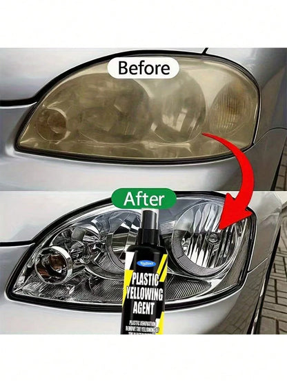 KineShineX Car Headlight Yellowing Repair Polishing Agent, Car Wash Bulb Polishing Repair Spray, Car, Motorcycle And Truck Headlight And Rearview Mirror Cleaner, Car Accessories