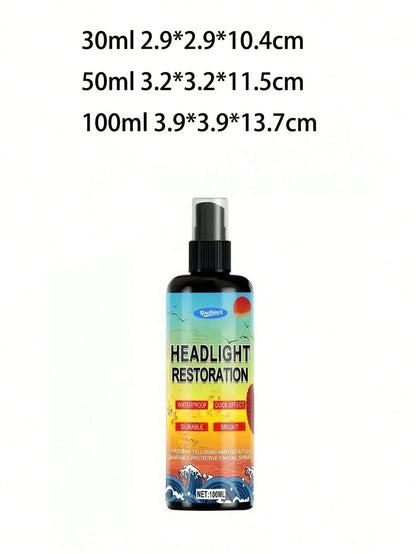 KineShineX Car Headlight Yellowing Repair Polishing Agent, Car Wash Bulb Polishing Repair Spray, Car, Motorcycle And Truck Headlight And Rearview Mirror Cleaner, Car Accessories