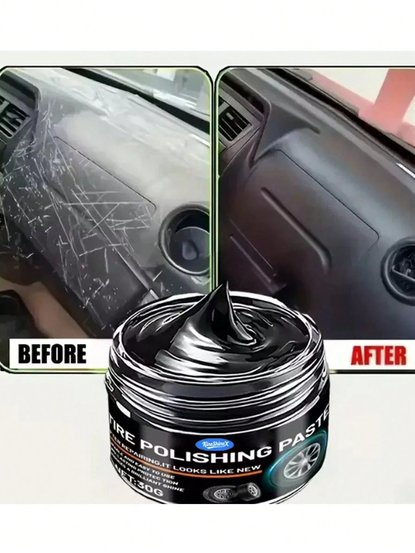 KineShineX Universal Car Repair Paste, Car Scratch Repair Paint, Suitable For Interior Dashboard, Center Console, Leather Seats And Tires. Anti-Fading, Anti-Oxidation, Anti-Yellowing, Tire Blackening