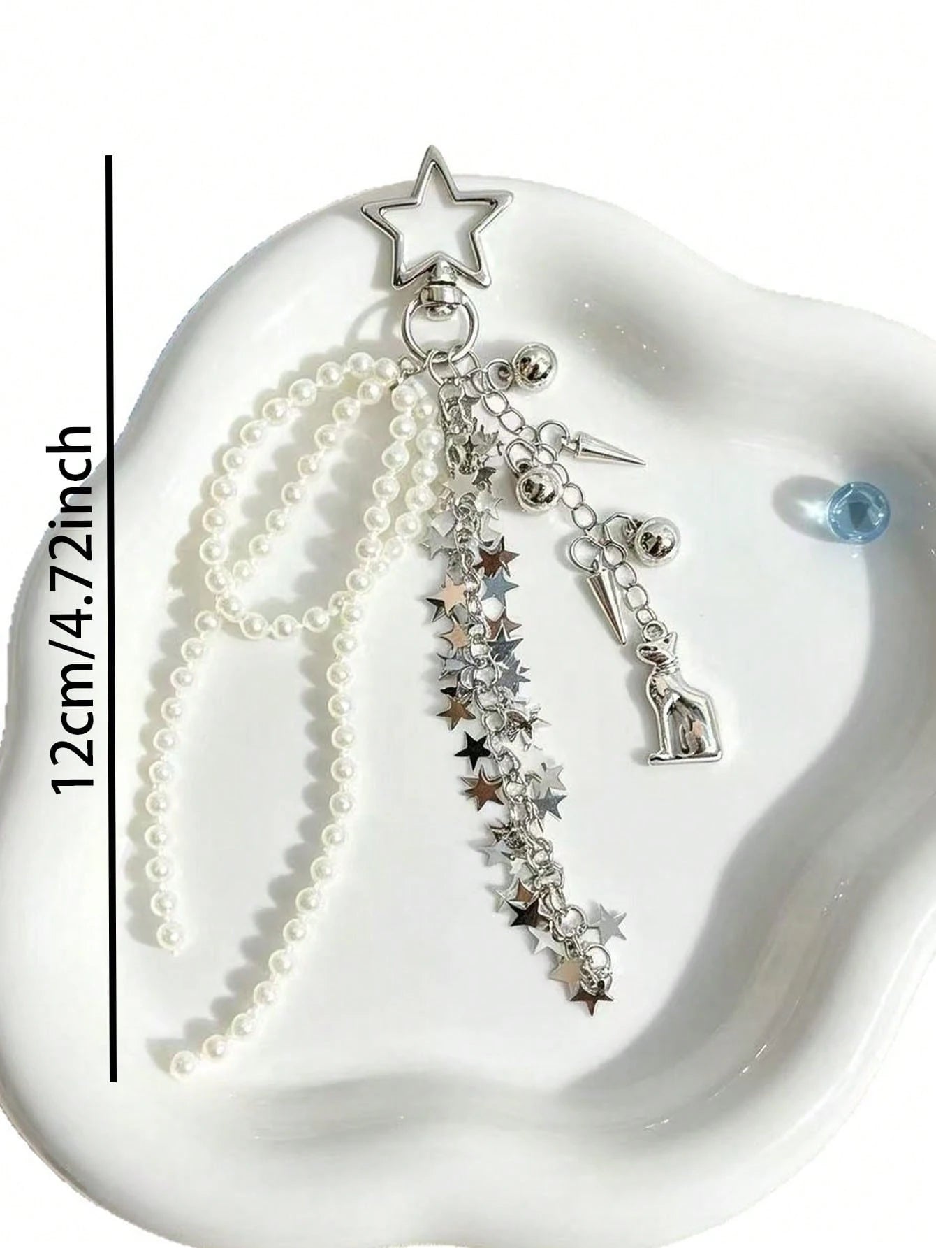 Korean INS Style Star Pearl Tassel Keychain, Glossy Luxury Versatile Bag Charm Accessory