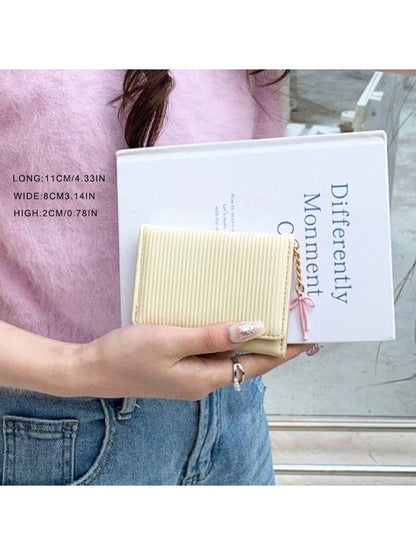 Korean Style Bow Decor Wallet INS Student Short Premium Tri-Fold Coin & Card Holder Valentine's Day For Women Wallet Purse Wallet Small Wallet