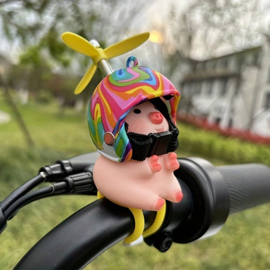 KRAUOPEN Bicycle Mountain Bike Decoration, Strap Style Electric Scooter Motorcycle Decoration, Cute Pig Helmet Ornament, Creative Handlebar Decoration, Birthday Gift For Friends
