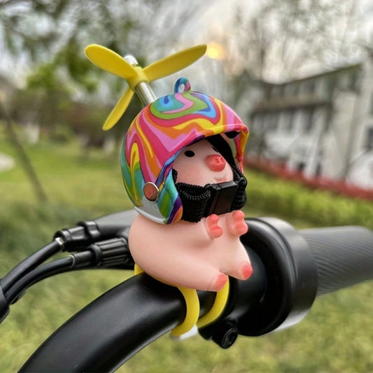 KRAUOPEN Bicycle Mountain Bike Decoration, Strap Style Electric Scooter Motorcycle Decoration, Cute Pig Helmet Ornament, Creative Handlebar Decoration, Birthday Gift For Friends