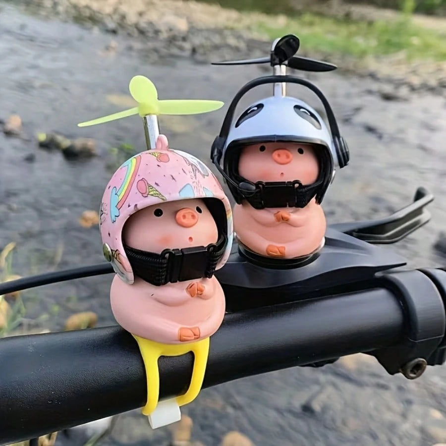 KRAUOPEN Bicycle Mountain Bike Decoration, Strap Style Electric Scooter Motorcycle Decoration, Cute Pig Helmet Ornament, Creative Handlebar Decoration, Birthday Gift For Friends