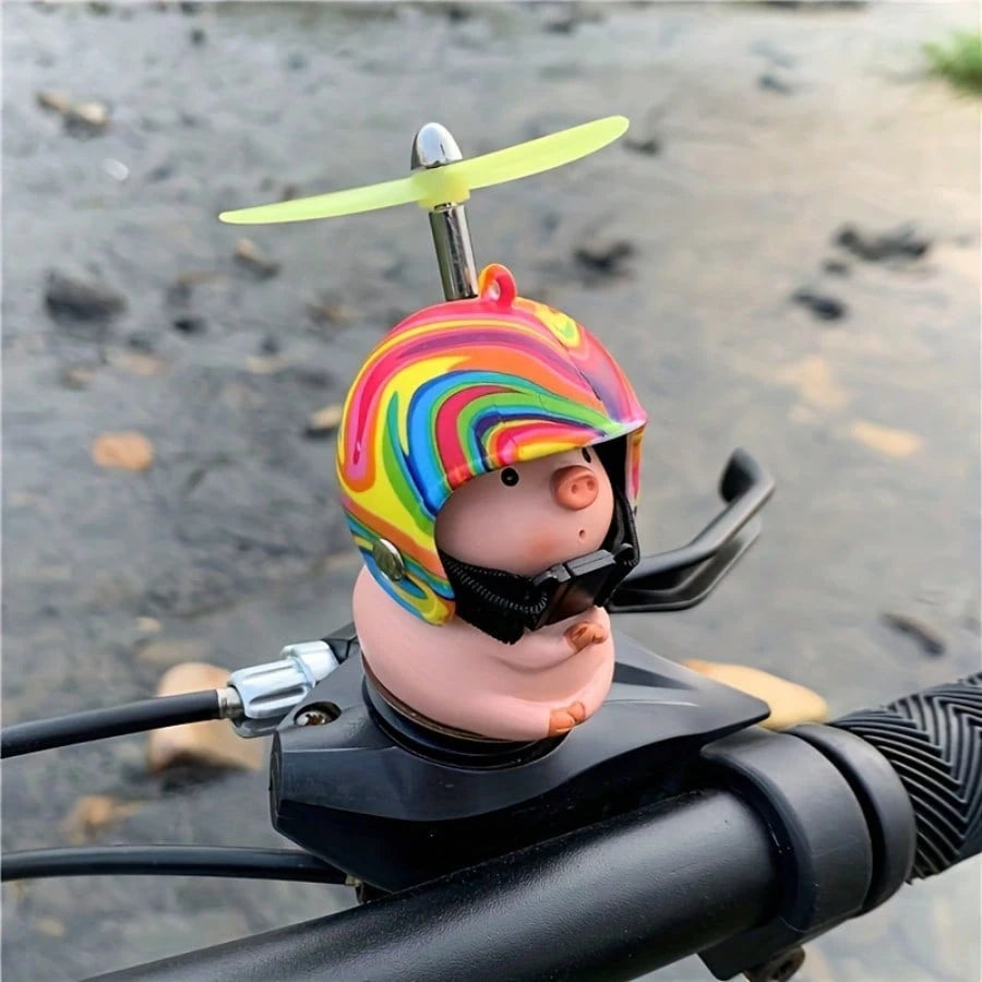 KRAUOPEN Bicycle Mountain Bike Decoration, Strap Style Electric Scooter Motorcycle Decoration, Cute Pig Helmet Ornament, Creative Handlebar Decoration, Birthday Gift For Friends