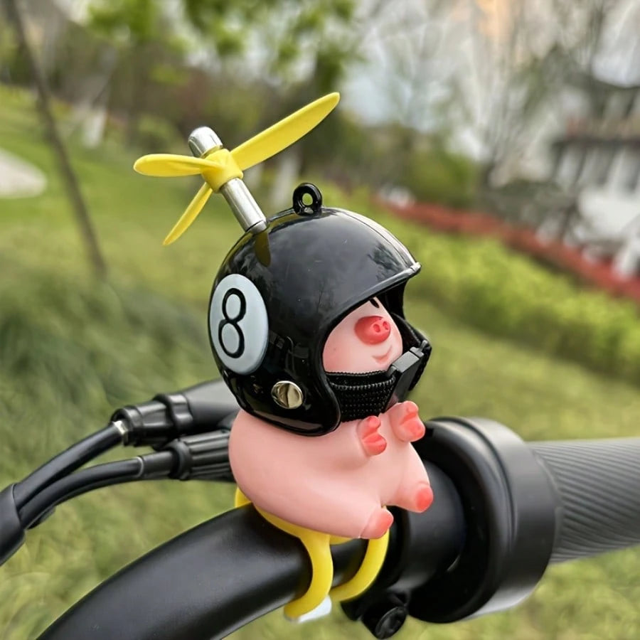 KRAUOPEN Bicycle Mountain Bike Decoration, Strap Style Electric Scooter Motorcycle Decoration, Cute Pig Helmet Ornament, Creative Handlebar Decoration, Birthday Gift For Friends
