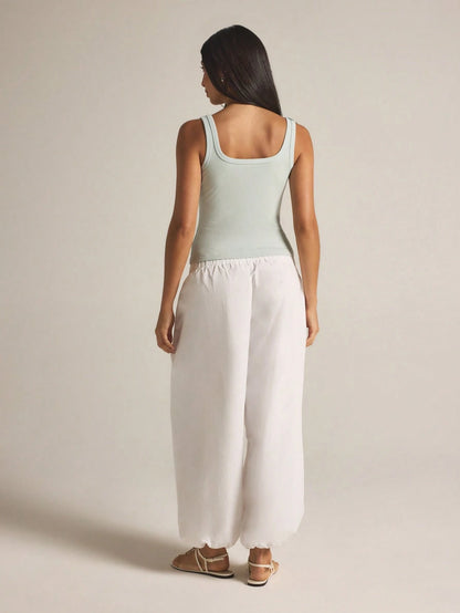 KSTM Sage Green Knit Tank Top With Delicate Floral Applique Detail Square Neckline Sleeveless Summer Fashion