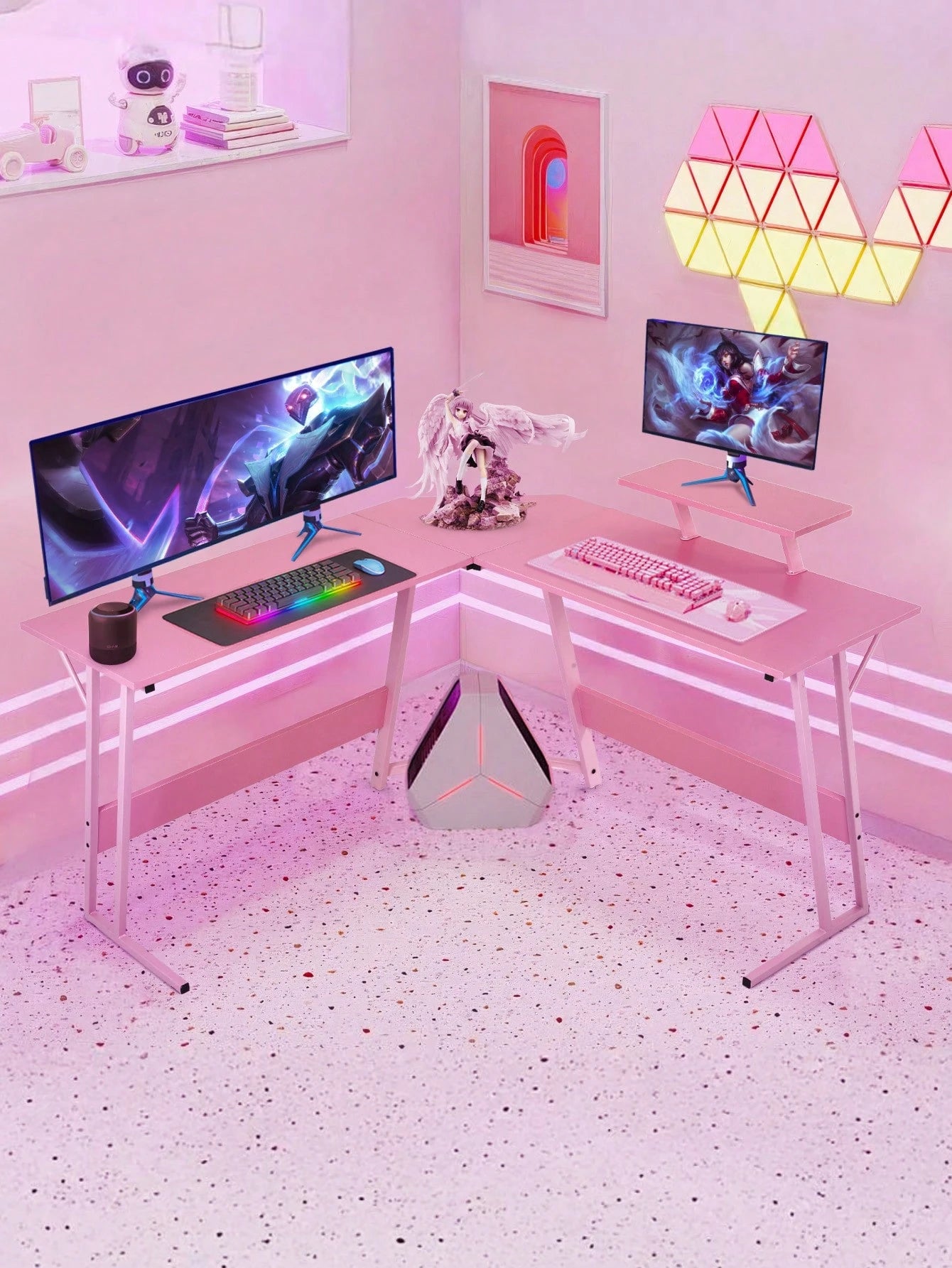 L Shaped Desk Corner Gaming Desk Computer Desk With Large Desktop Studying And Working And Gaming For Home And Work Place
