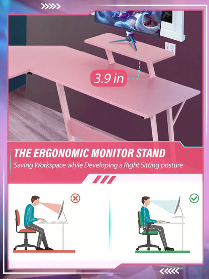 L Shaped Desk Corner Gaming Desk Computer Desk With Large Desktop Studying And Working And Gaming For Home And Work Place