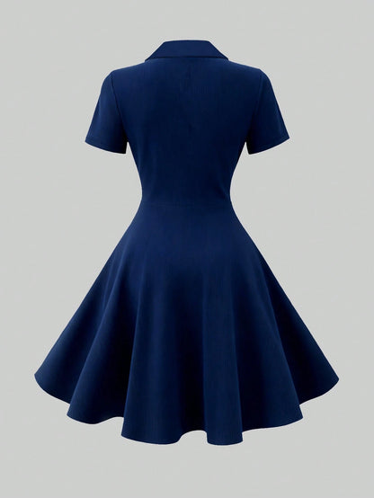 Lalippa Elegant Embroidered Casual Women Short Dress