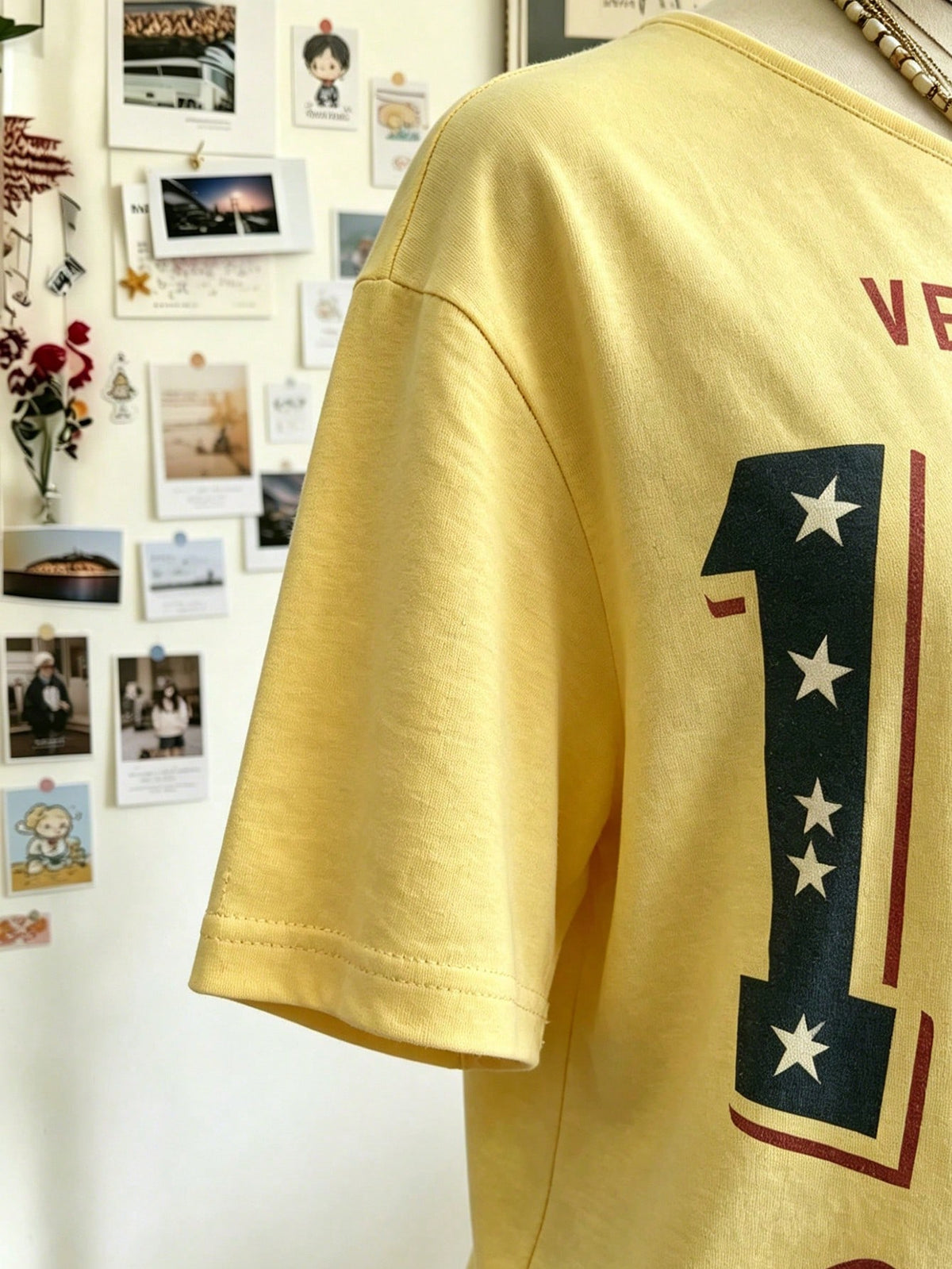 Lalippa Retro 1997 Digital Print Off-Shoulder T-Shirt For Women,Yellow,Summer,Casual,Streetwear,City Break Loose-Fit Short-Sleeve Top,Mother's Day Gift
