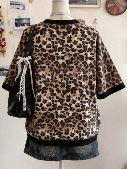 Lalippa Tiger Digital Print Oversized Loose Fit Mid-Length Round Neck Drop Shoulder Women T-Shirt, Gift For Friends