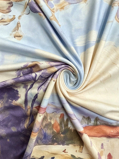 Lalippa Women's Oil Painting Style Pattern Digital Print Loose Drop Shoulder Short Sleeve T-Shirt