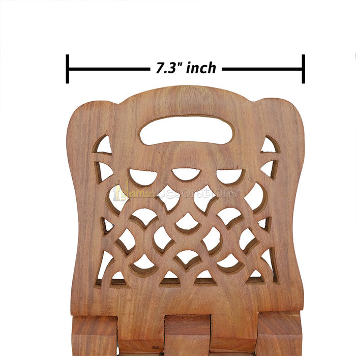 Large Carved Handle Top Wooden Qur'An Stand - 15"