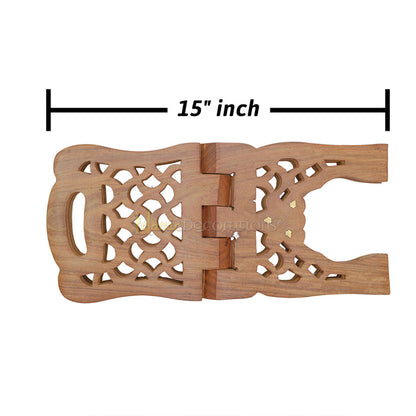 Large Carved Handle Top Wooden Qur'An Stand - 15"