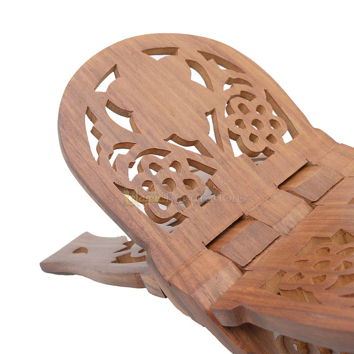 Large Carved Rounded Top Wooden Qur'An Stand - 15"