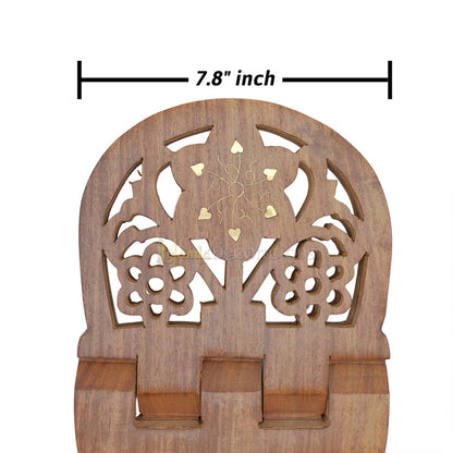 Large Carved Rounded Top Wooden Qur'An Stand - 15"
