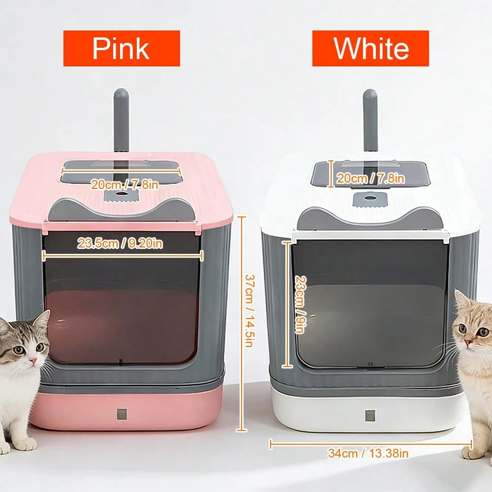 Large Cat Litter Box Enclosed, 4-In-1 Top Entry & Front Pull Drawer With Odor Control Carbon Bags & Scoop, Extra Large Splash-Proof Kitty Toilet Box For Multiple Cats (Fits Up To 44 Lbs), Easy Clean M