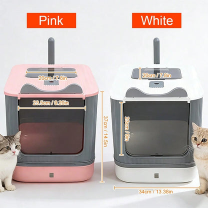 Large Cat Litter Box Enclosed, 4-In-1 Top Entry & Front Pull Drawer With Odor Control Carbon Bags & Scoop, Extra Large Splash-Proof Kitty Toilet Box For Multiple Cats (Fits Up To 44 Lbs), Easy Clean M