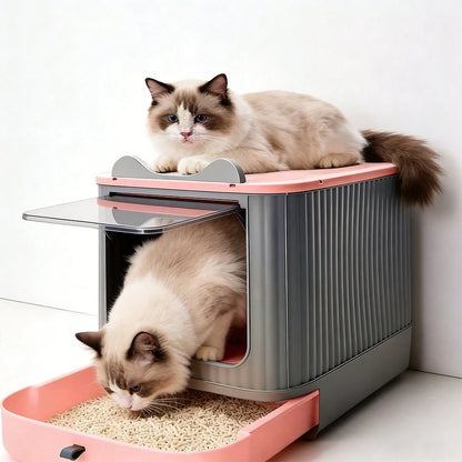 Large Cat Litter Box Enclosed, 4-In-1 Top Entry & Front Pull Drawer With Odor Control Carbon Bags & Scoop, Extra Large Splash-Proof Kitty Toilet Box For Multiple Cats (Fits Up To 44 Lbs), Easy Clean M