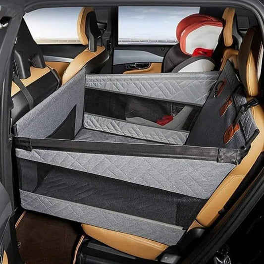 Large Dog Car Seat,Back Seat Extender For Dogs,Waterproof Medium Dog Seat Cover For Backseat, Pet Bed For Car Hammock, With 2 Mesh Windows, Waterproof Large Carseat For Dogs With 4-Splice Hard Bottom