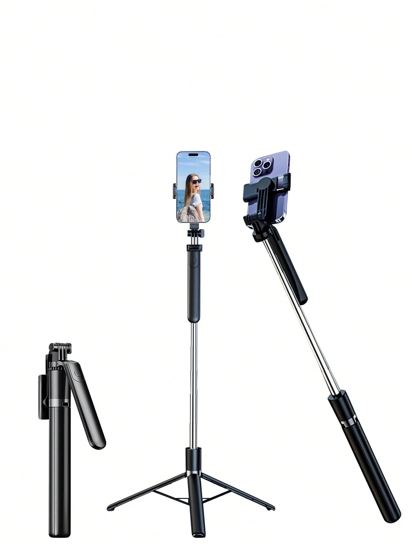 Latest 170cm/66.9in Bluetooth Remote Control Selfie Stick & Phone Holder, Suitable For Video Shooting, Life Recording, Extendable, 360° Rotation, Anti-Shake, Foldable Portable Tripod Monopod For Summe