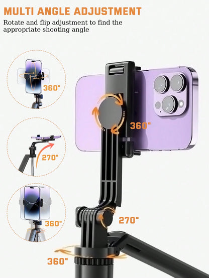 Latest 170cm/66.9in Bluetooth Remote Control Selfie Stick & Phone Holder, Suitable For Video Shooting, Life Recording, Extendable, 360° Rotation, Anti-Shake, Foldable Portable Tripod Monopod For Summe