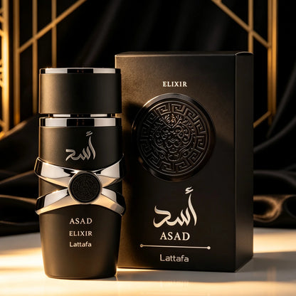 Lattafa ASAD Elixir Men's Eau De Parfum 100ml 3.4 Fl Oz| Long Lasting Arabic Cologne| Aromatic Woody Cedarwood Fragrance| Luxury Gift For Him