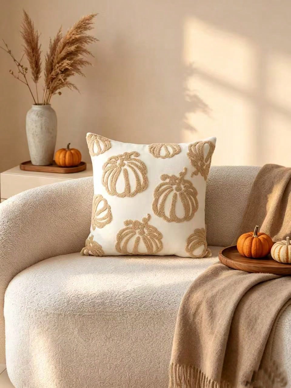 LCUHPCL 1pc Autumn Thanksgiving 3D Pumpkin Embroidery Pillow Case, Atmospheric Decor For Living Room, Bedroom, Party, Dining Room And More