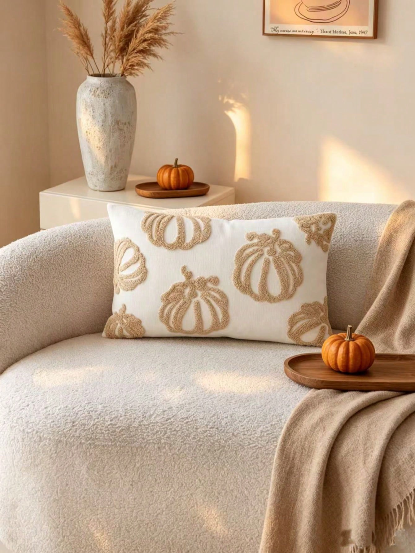 LCUHPCL 1pc Autumn Thanksgiving 3D Pumpkin Embroidery Pillow Case, Atmospheric Decor For Living Room, Bedroom, Party, Dining Room And More