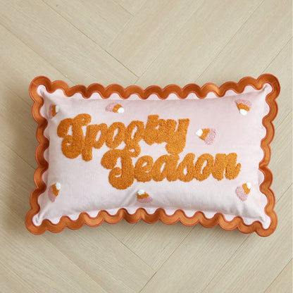 LCUHPCL 1pc Halloween Ruffle Candy Letter 3D Towel Embroidery Spooky Season Pillow Case, Suitable For Bedroom, Living Room, Sofa, Daily Party And Other Environments