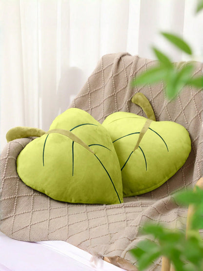 Leaf-Shaped Plush Throw Pillow, Soft & Comfortable Forest-Style Cushion, Suitable For Bedroom, Living Room, Sofa Decor, Great Gift Choice For Valentine's Day And Christmas