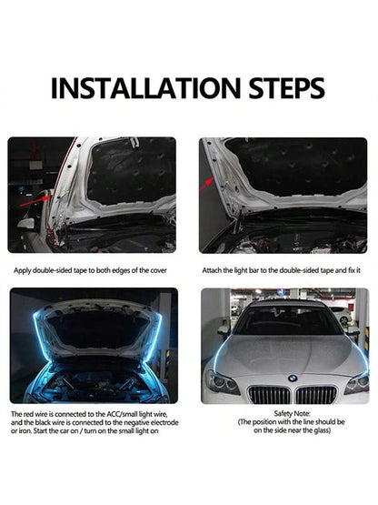 LED Scan Starting Car Hood Decorative Lamp Universal Car Daytime Running Light DRL Dynamic Auto Tuning Headlight Strip 12V