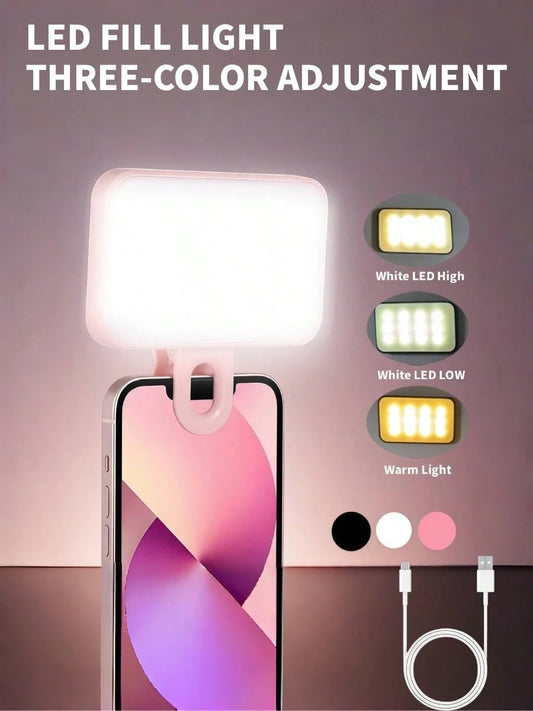 LED Selfie Light, Portable LED Light, Ring Light, Clip-On Light, Smartphone Selfie Light, Vanity Light, Suitable For Makeup, Zoom Meetings, Live Streaming, Photography Christmas Gift, Room Decoration